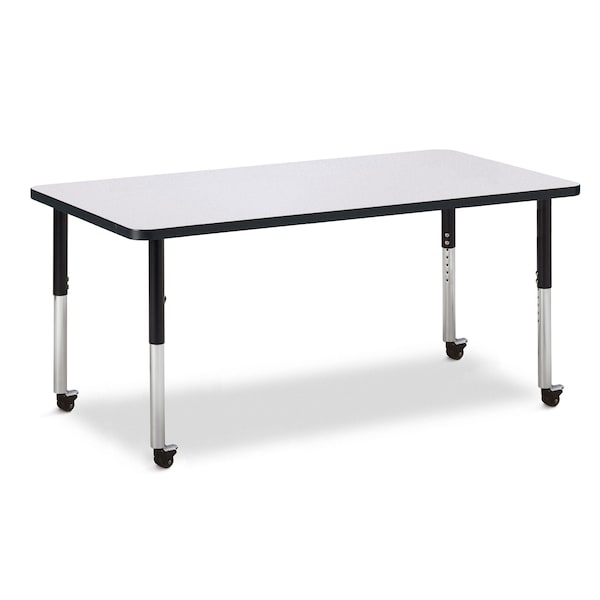 Berries Rectangle Activity Table, 30 in. x 60 in., Mobile, Freckled Gray/Black/Black